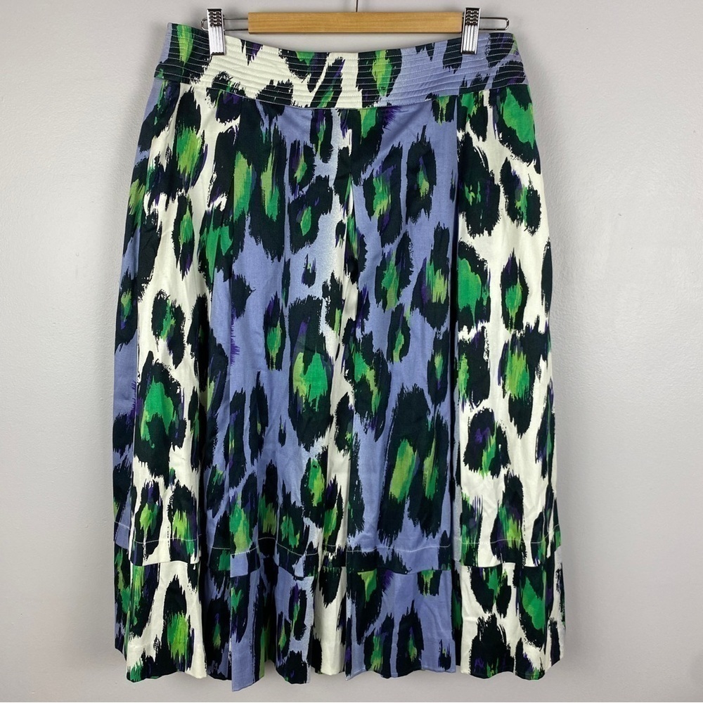Spanner Animal Print Full Cotton Midi Skirt Size 10 Lilac Green NWT - Picture 2 of 11
